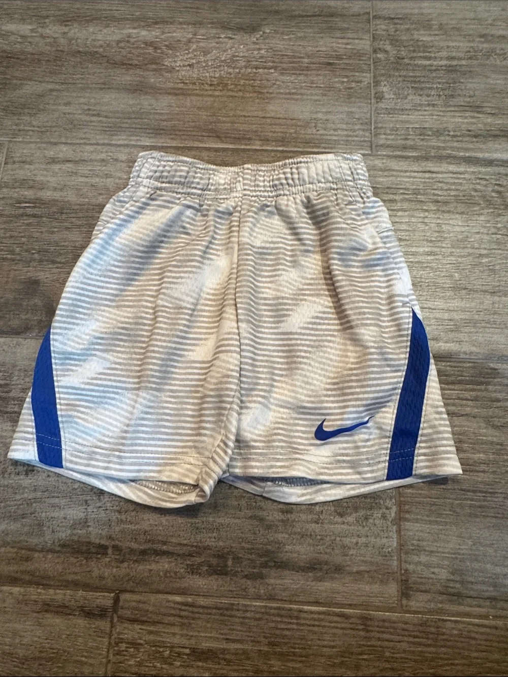 Nike White & Blue Boys' Striped Athletic Shorts